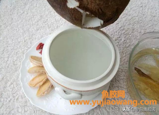 (椰子汁炖鱼胶的功效与作用)冬天滋补靓汤-花胶鲍鱼椰子汤